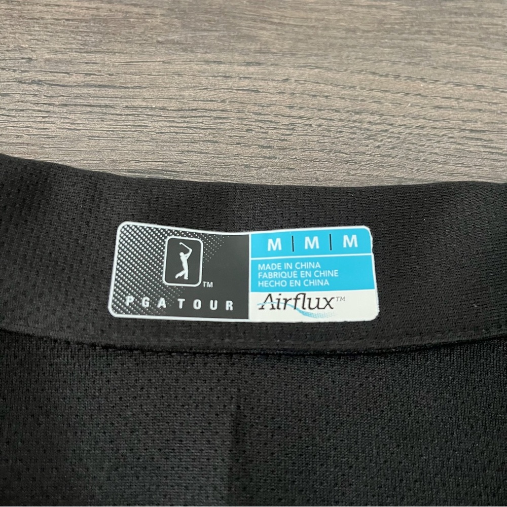 PGA Tour Black AirFlux Short Sleeve Golf Polo Shirt - Picture 6 of 6